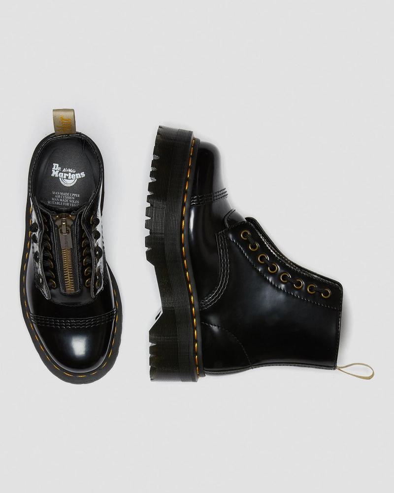 Black Women's Dr Martens Vegan Sinclair Platform Boots | CA 264OKI